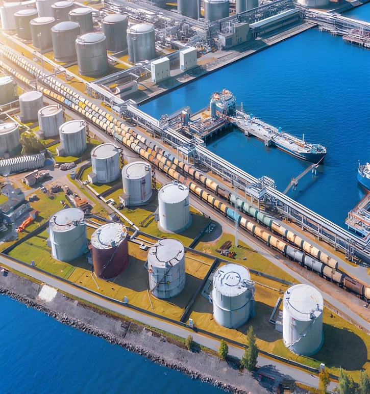 Industrial bulk liquid storage terminal infrastructure