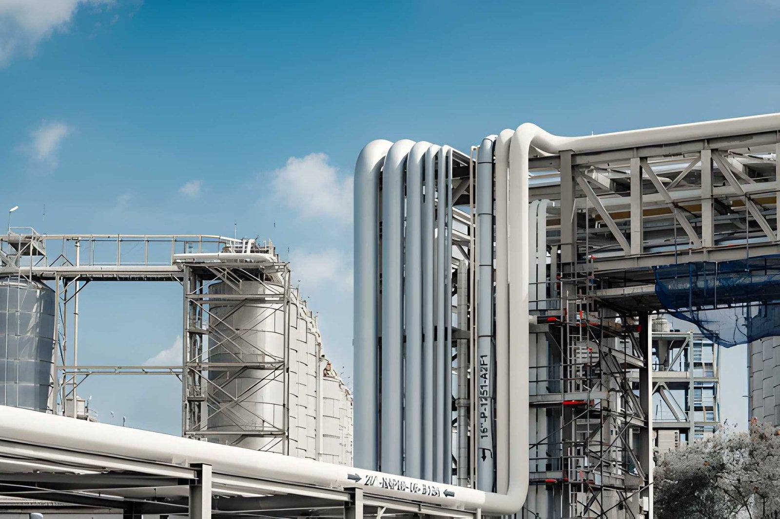 Industrial pipeline infrastructure at an energy terminal